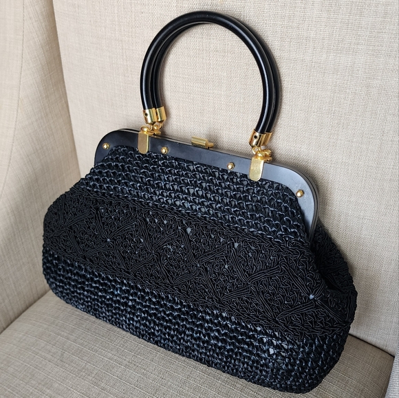 Lefcort Made In Italy Black Handbag - Picture 2 of 8